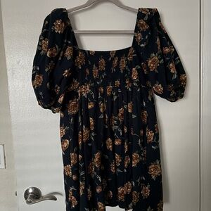 Abercrombie & Fitch Floral Long Sleeve Dress - Black and Brown